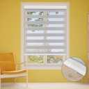 SMONTER Cordless Zebra Blinds for Windows Zebra Roller Shades with Metal Valance Free Stop Dual Layer Sheer Blinds Day Night Privacy Light Filtering, W19 x H72, Light Grey