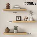 Fun Memories 30 Inch Floating Shelves for Wall, 12" Deep Large Wall Mounted Wood Shelves with Invisible Bracket, Rustic Oak Floating Shelf for Bathroom Over Toilet Kitchen Living Room, Set of 3