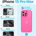 Shockproof for iPhone 15 Pro Max Case, [Camera Protection] [Military-Grade Drop Protection] Protective Anti-Yellow Slim Translucent Skin-Friendly for iPhone 15 Pro Max Phone Case, Hot Pink