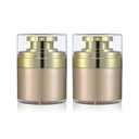 2-pcs 1.7oz Airless Pump Jar, Refillable Cream Jar Vacuum Bottle Travel Size Empty Container for Cream and Lotion (1.7 oz-Gold)