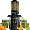 Juicer Machines Cold Press Juicers - 4.4 Extra Wide Feed Chute, Masticating Juicer Machine for Vegetable and Fruit, Quiet, Easy to Clean & Assemble (Black)