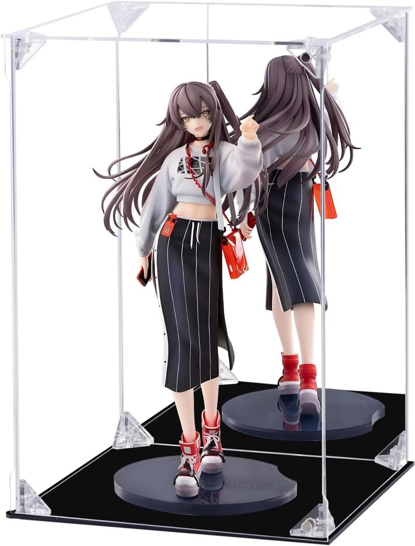 Acrylic Display Case for Collectibles Assemble Clear Acrylic Display Box with Mirrored Back, Alternative Glass Case for Action Figures Lego Model Doll Toys Display (8x8x12 inch; 20x20x30 cm)