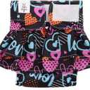 CuteBone Female Dog Diapers with Skirts 3 Pack Reusable Puppy Dresses Pants for Heat Cycle Period S