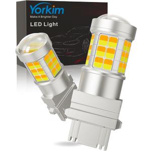 Yorkim 3157 Switchback LED Bulbs  Dual Color 3156 3057 3155 3457 4157 LED Bulbs replacement, Super Bright Amber/White for Turn Signal & DRL/Parking Lights, Pack of 2