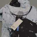 ALAZA Black Ice Hockey Player Watercolor Pajamas Set Short Sleeve Cotton Sleepwear Summer Pjs 2 Piece 12Y