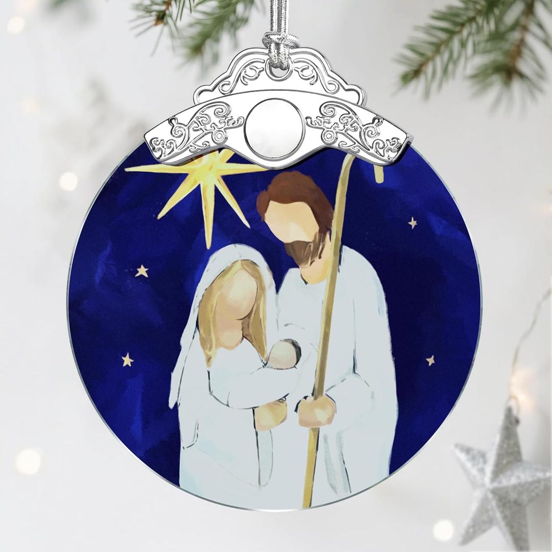 Stained Glass Religious Ornament, Nativity Christmas Ornaments, Christmas Decorations for Tree, Holiday Ornament, Christian Gifts, Religious Gifts, Gift Ideas & Xmas Gift