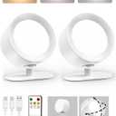 LED Wall Mounted Lights, Rechargeable Wall Sconces Lamp, 3 Color Temps & Remote and Touch, 360Rotation Dimmable Cordless Wall Light for Study Bedroom Reading Bedside(White, 2 Pack)