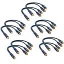 RCA Splitter 1 Female to 2 Male [10-Pack], RCA Y Splitter Audio Video Adapter Cable 8 inch (Dark Blue)