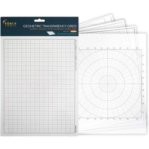 Koala Tools | Geometric Grid Transparency Sheets (Variety Pack of 4) - 8.5" x 11" | Overhead Projector and Light Box Transparencies - Tracing Film for Sketching & Drawing