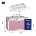 Medicine Box with Combination Lock - 13.4"x7.6"x8.2" First Aid Safe Medication Storage Case, Personal Items Safe Case for Hospital & Home & Outdoor 【Pink】