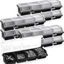 Hushee 6 Pcs Screw Organizer Box with Lid 4 Compartments Tool Bin Divider Plastic Stackable Hardware Organizer Small Part Storage Sorting Screw Box for Garage Workbench Craft Storage (Black)