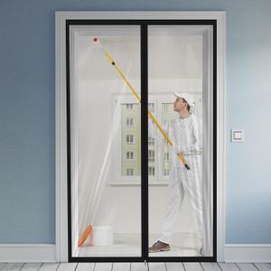 Amylove Zipper 48 x 87 Inch Dust Barrier Door Kit Construction Door Barrier 4 x 7.25 ft Reusable Plastic Curtain Cover Containment Standard Doorway Temporary Wall Screen Sheeting for Bathroom Hallway (Black)