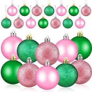 Simgoing 24 Pcs Pink Green Christmas Tree Ornaments 2.4 in Witch Christmas Balls Tree Decoration Princess Birthday Party Decor Witch Movie Accessories for Holiday Pastel Xmas Mantel Home Decor