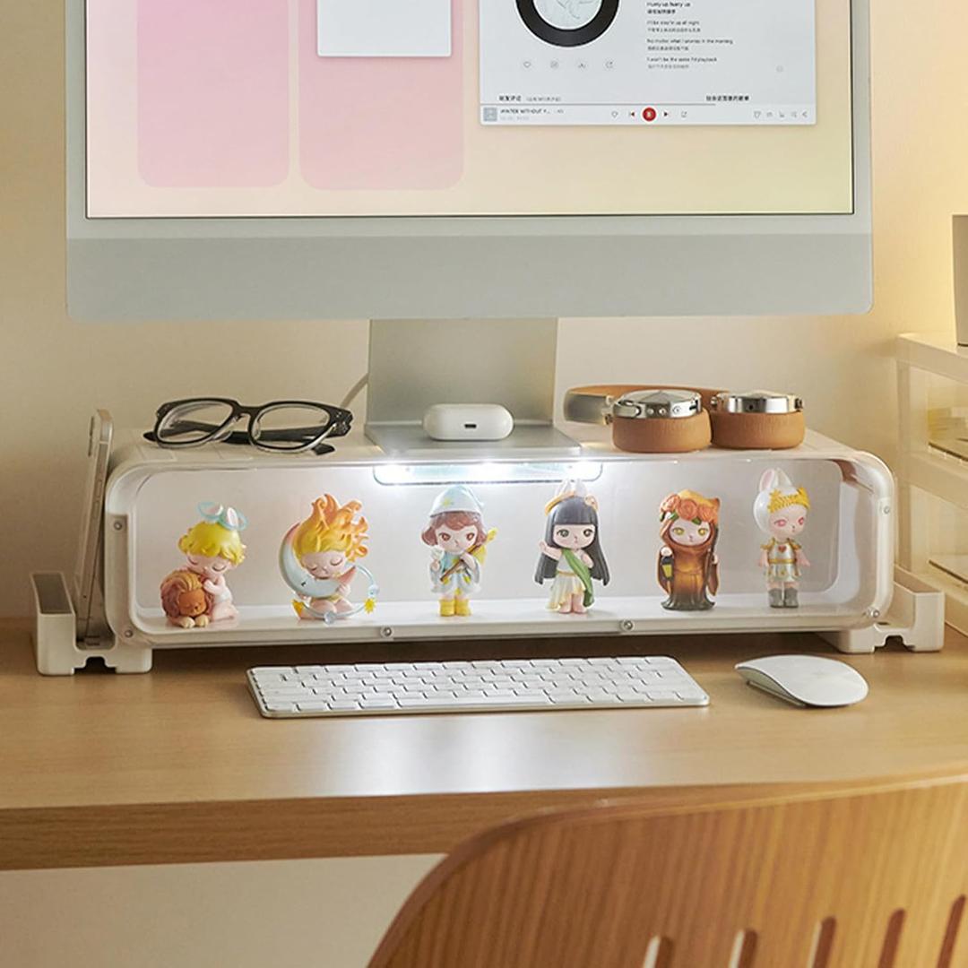 WMM Monitor Stand Riser, Computer Monitor Stand with Drawer and Display Minifigures, Computer Desktop Stand with Lights, Removable Elevated Structure, Compatible with Computers, Desktops, and Laptops WMM Monitor Stand Riser, Computer Monitor Stand with Drawer and Display Minifigures, Computer Desktop Stand with Lights, Removable Elevated Structure, Compatible with Computers, Desktops, and Laptops