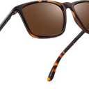 JIM HALO Polarized Driving Sunglasses Retro Square UV protection Classic Sun Glasses Men (Tortoise Frame / Polarized Brown Lens)
