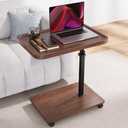 Large Size C Table End Table, Adjustable Height 360Swivel TV Tray Table for Small Spaces, Couch Tables that Slide Under, C Shaped Side Tables for Couch,TV Dinner, Living Room and Bedroom (Walnut)