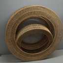 31.5"Large Boho Rattan Farmhouse Chandeliers for Dining Room,8-Light Rattan Hand-Woven Rustic Drum Chandelier Pendant Light Fixture for Kitchen Island Bedroom Living Room Entryway Foyer(Brown)