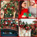 Joottuan Velvet Christmas Bow 5 x 7 inches Rustic Crafts Gift Bows Vintage Velvet Ribbon Wreath Bows for Christmas Tree Home Decor Indoor Outdoor Decoration (48, Red)