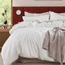 Bedsure PureWoven 3 Pieces 100% Cotton Waffle Duvet Cover Set, King, White