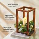 60 Pcs/20 Set Wooden Wedding Lantern Centerpiece,Wooden Centerpieces for Tables-with 20 Holders 20 Candles 20 Wreaths for Rustic Table Decoration Country Barn Wedding Party (Brown)