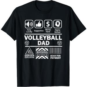 Volleyball Dad Funny Contents of Sports Father T-Shirt (Small, Black)