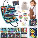 Toddler Sensory Busy Board: Travel Toy Activity Book for Girls Boys, Motor Skill Development Gift for Baby Aged 3-4 Years, Fine Educational Preschool Montessori Learning Toy for Car Airplane Space