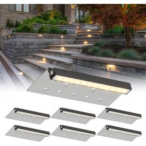 HIBOITEC Hardscape Lighting Low Voltage 7 Inch LED Retaining Wall Lights IP67 Waterproof for Outdoor Patio Pathway Stairs Landscape Steps AC/DC 12-24V 2700K 6 Pack (Warm Whtie)