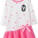 HIGHUZZA Baby Girl Fall Clothes: Soft Long Sleeve Bow Tie Print Outfits Casual Birthday Party Clothing Size 12-18 Months