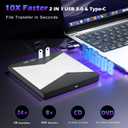 Wbacon External CD/DVD Drive for Laptop, DVD Player for Laptop, 8 in 1 Ultra-Slim CD Burner with 4 USB Ports and 2 TF/SD Card Slots, External Disk Drive Optical Compatible with Desktop Mac Windows