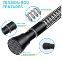 Black Tension Curtain Rod 30 to 64 Inch,Adjustable Curtain Rod,Shower Tension Curtain Rod No Drilling,7/8" Spring Curtain Rods for Windows Closet Doorway Door