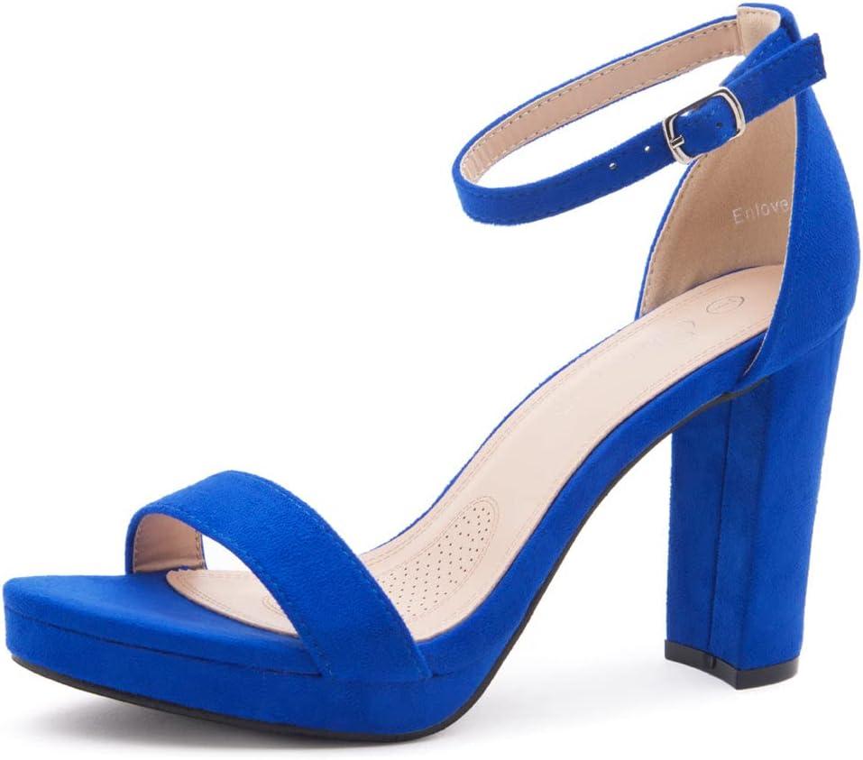 Shoe Land Women's Platform Heels - Chunky Block Heeled Sandals with Ankle Strap, Open Toe Dressy High Heels for Women, Comfortable Prom, Wedding & Party Pumps 2025, Size 8