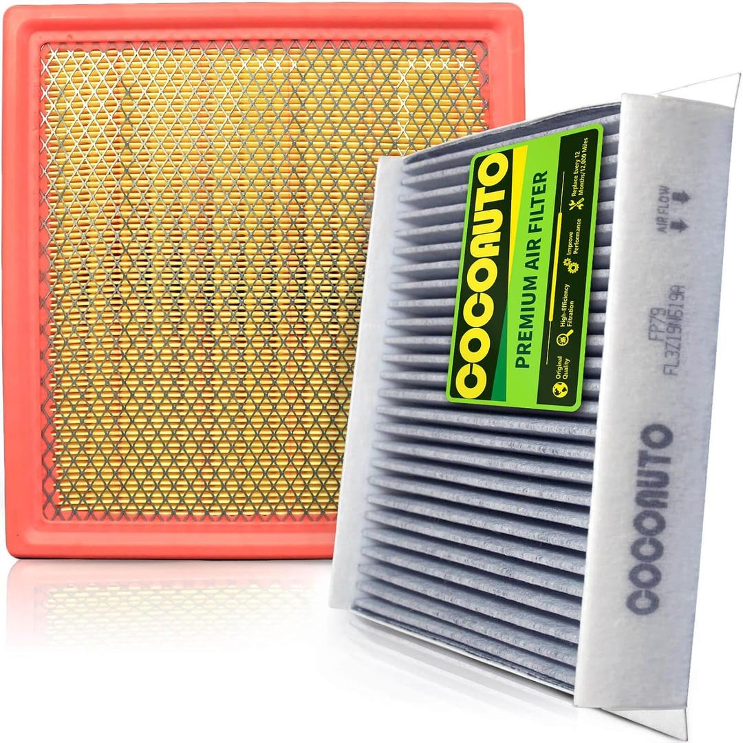 COCOAUTO Engine Cabin Air Filter Set for Ford F150 (2015-2025 2026) 2.7L 3.0L 3.3L 3.5L 5.0L, Ford Expedition Lincoln Navigator (2018-2024), Replace FL3Z19N619A FP79 FA1883