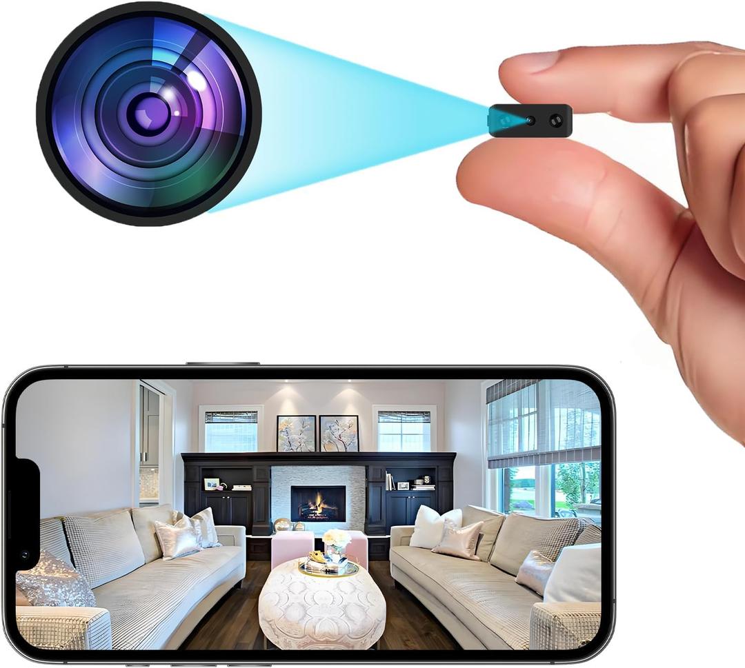 Mini Indoor WiFi Camera Home Security Room Body Cameras Nanny Cam Small Smart Home Outdoor Cams Pet Dog Baby Camera HD House Portable Camaras Motion Detection Night Vision Cam No Need WiFi Door Camara (Black)