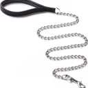 CtopoGo Heavy Duty Dog Leash,Metal Dog Chain Leash with Padded Handle for Large & Medium Size Dogs (4 ft. x 3.0 mm (0-80 lbs.))
