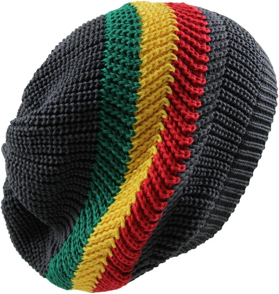 RW Knitted Cotton Classic Rasta Beanie (Gray/Rasta)