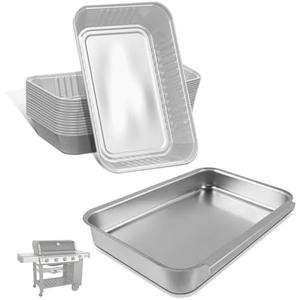 MOASKER 93305 Grease Catch Pan for Weber Genesis II & Spirit Grill Drip Pan with 10 Pack 6415 Foil Grease Tray Liners for Weber Genesis II e-310/315/330/335 & Spirit e-210/220/310/320/330#83156