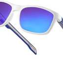 Men's Polarized Square Sunglasses - UV400, Ideal for Fishing, Golf, Hiking, Driving - Durable Sports Outdoor Eyewear! (A1 White Blue Legs Frame Blue Lens)