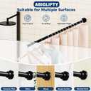 Abiglifty Black Shower Curtain Rod 30~85 Inches Adjustable Stainless Steel Shower Curtain Rods Spring Tension,Tension Curtain Rod,Non Slip,No Drilling, Sturdy and Durable.