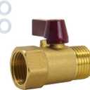 1/2 inch Brass Ball Valve, DN15 Full Port Forged Brass, 1/2" NPT Male x Female Thread, Shut Off Switch for Water, Oil, Gas