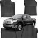 Floor Mats for Toyota Tundra: 2012 2013 CrewMax Cab & Double Cab,for Toyota Tundra Accessories, All Weather Car Accessories Front & 2nd Row Automotive Floor Mats for Trucks, Car Liner 3PCS Black