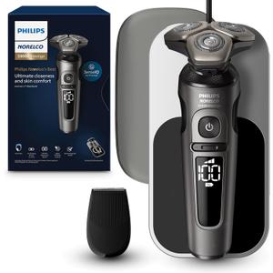 Philips Norelco S9000 Prestige Electric Shaver with Qi-Charger, Precision Trimmer and Premium Case, SP9872/86 (S9000 Prestige + Qi-Charger, Black)