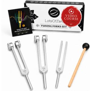 LOTS OF ZEN Tuning Forks for Healing Set (128Hz, 256Hz, 512Hz) Calibrated Weighted Tuning Forks with Video Course Included