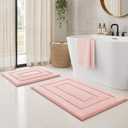 GRANNY SAYS Bathroom Rugs Sets 2 Piece,Soft Bath Mats for Bathroom, Bath Rugs Non Slip Washable, Absorbent Bath Rug for Tub, Shower & Toilet, Bath Mat Set, Pink 20" x 32" + 16" x 24"