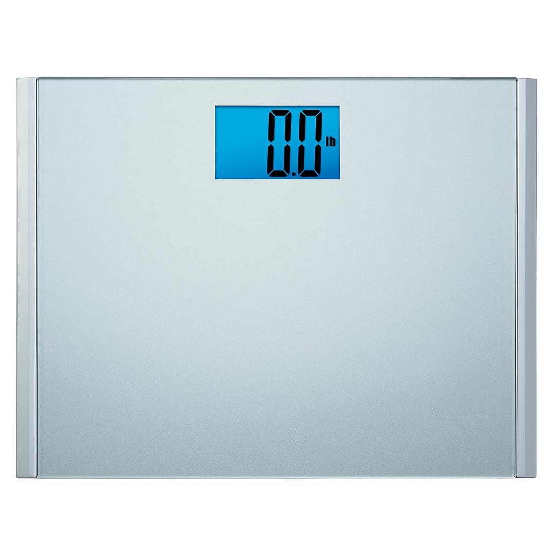 EatSmart Precision Plus Digital Bathroom Scale, 440 lb Capacity, Ultra-Wide Platform with Step-On Technology, Accurate Body Weight Scale, Grey (Silver)