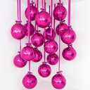 36 Pcs Large Hot Pink Round Foil Balloons, 22 Inch Giant 4d Metallic Ball Balloons with Ribbons, Pink Birthday Decorations for Wedding Bridal Baby Shower Prom Party Decorations