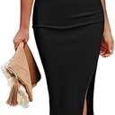 Pink Queen Women's Crew Neck Sleeveless Cutout Side Slit Knee Length Bodycon Midi Dress Size M
