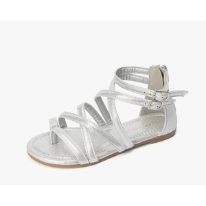 FUNKYMONKEY Girls Gladiator Strap Sandals Flat Fisherman Thong Cross Strappy Sandals Size 5