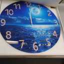 Constantplanet Big Wall Clocks Battery Operated 16 Inches or Larger Glass Moon Clock for Kitchen Blue Wall Clock Non Ticking : Home & Kitchen