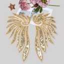 2Pairs/4pcs Golden Silver Wings Hand Stitched Sequin Beading Embroidered Lace Applique for Party Wedding Dress Clothing Shoulder Accessories