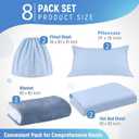 SmoothNovelty 8 Pcs Hospital Bed Sheets Set, Soft Knitted Standard Sheets Quality, Include Fitted Coverlet, Quilt Cover, Pillow Case and Blanket(Blue)